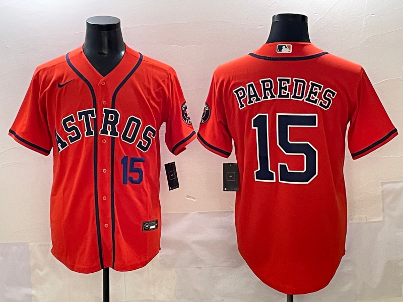 Men Houston Astros #15 Paredes Orange 2025 MLB nike jersey style 3